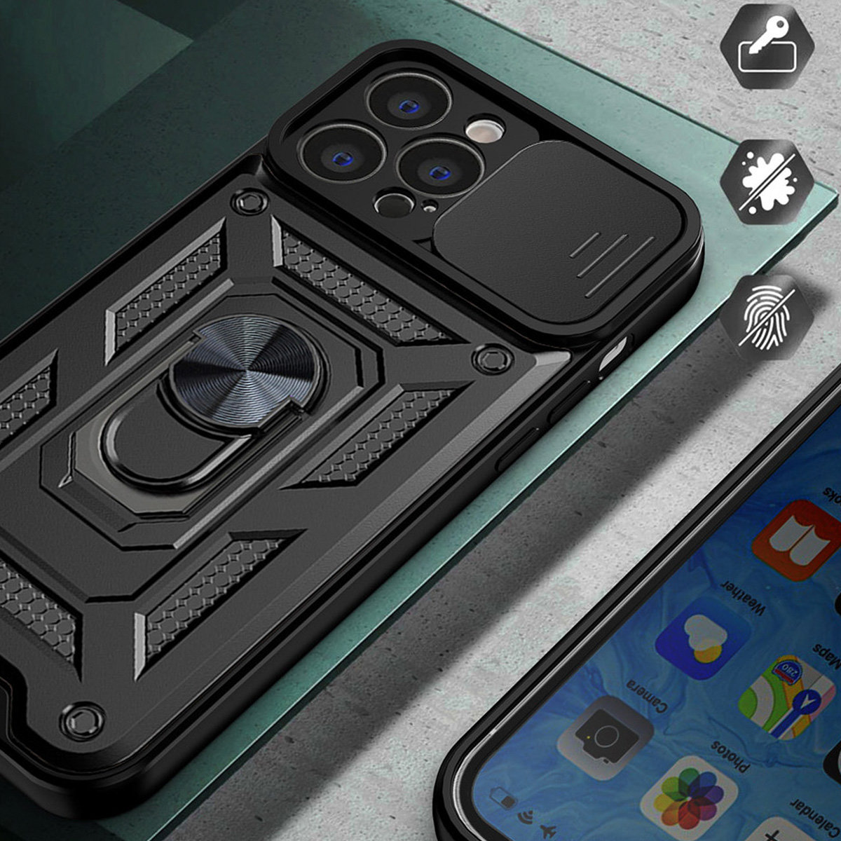 Hybrid armor Camshield Realme 10 Pro - melna