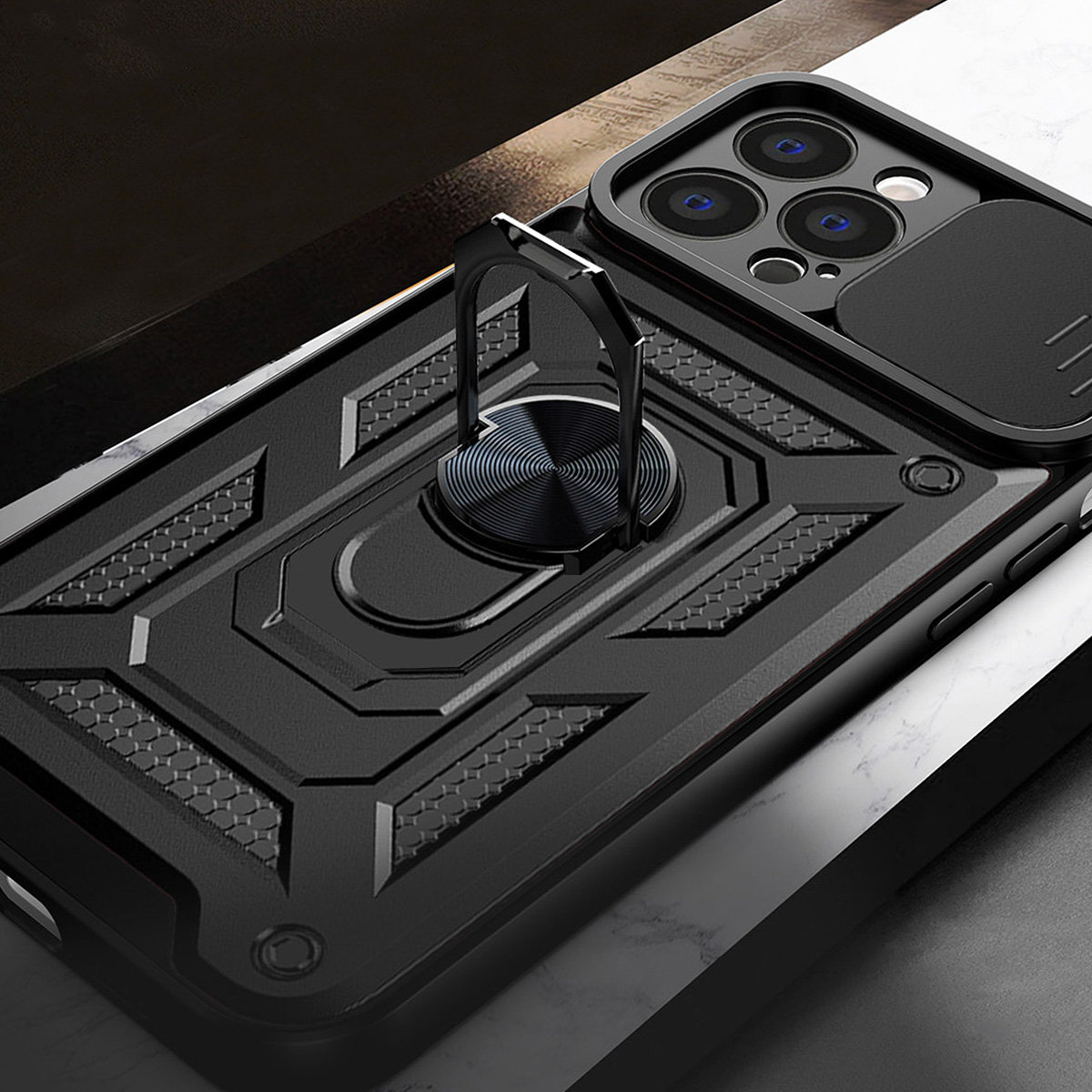 Hybrid armor Camshield Realme 10 Pro - melna