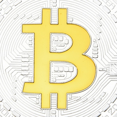 Monēta Bitcoin - Zelta / Zila