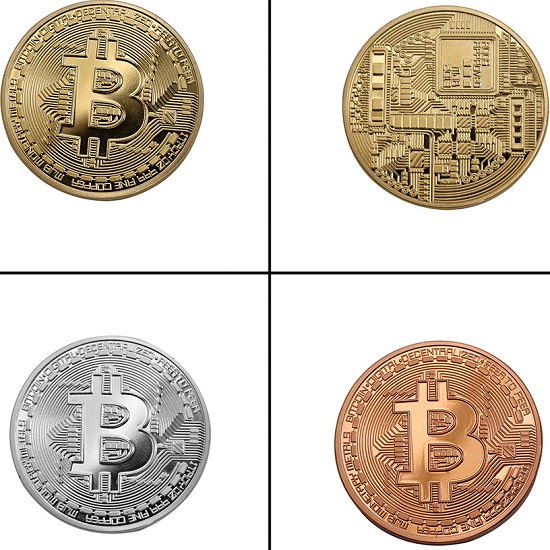 Monēta Bitcoin - Zelta / Zila