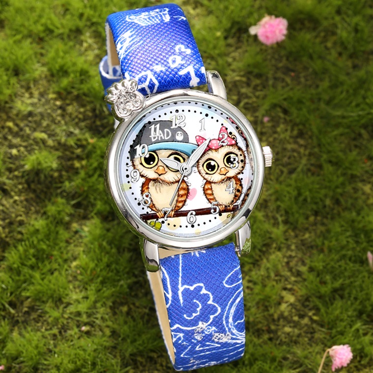 Bērnu pulkstenis Owl - Rozā 1