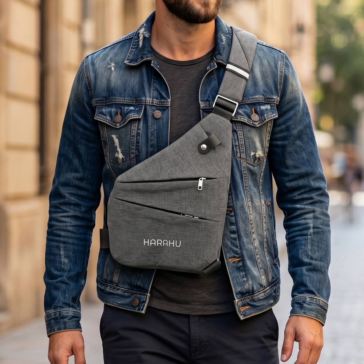 Vīriešu Crossbody Soma HARAHU Instinct - Pelēka