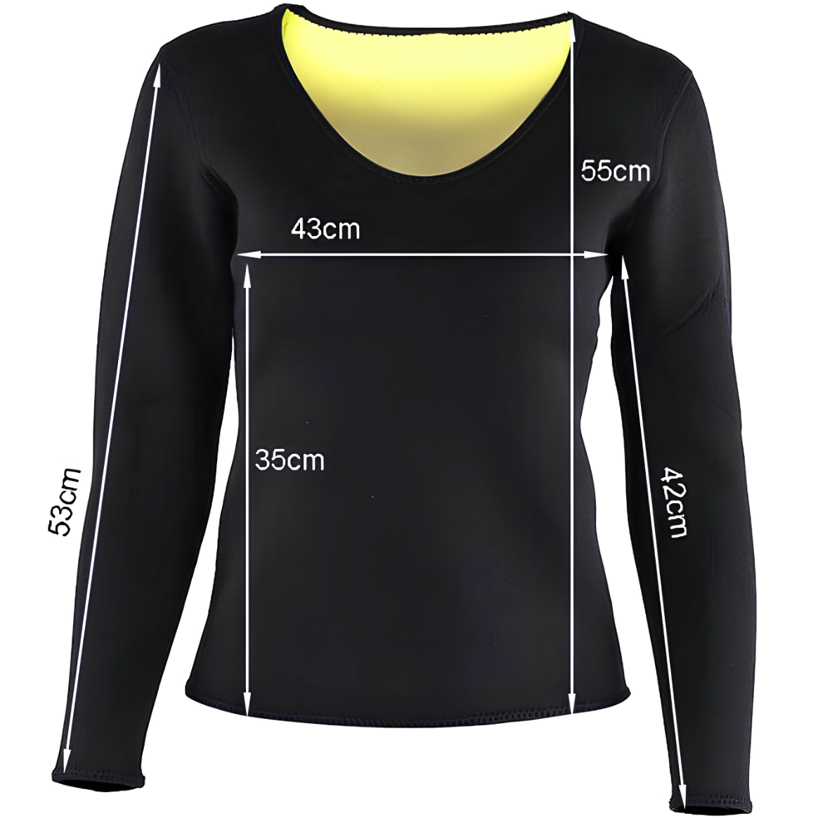 Sieviešu Neoprēna Fitness T-krekls FW - 40425 - Melns / Dzeltens / XXL