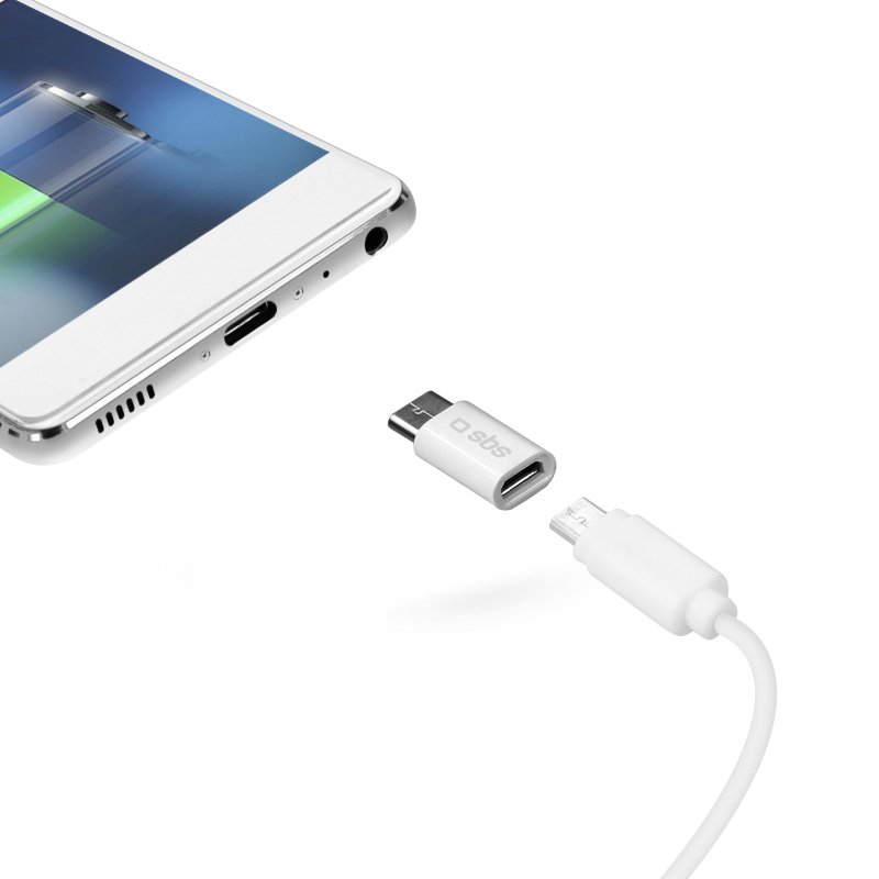 SBS Micro USB uz USB-C adapters – Balta